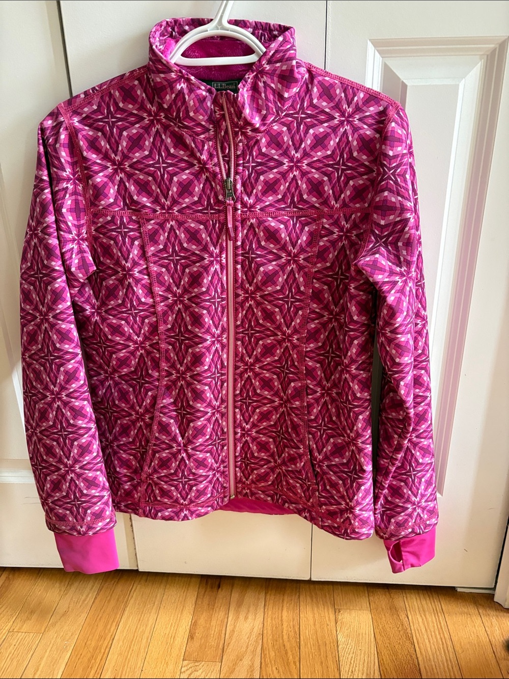 L.L. Bean Girls' Fuchsia Geometric Zip-Up Jacket